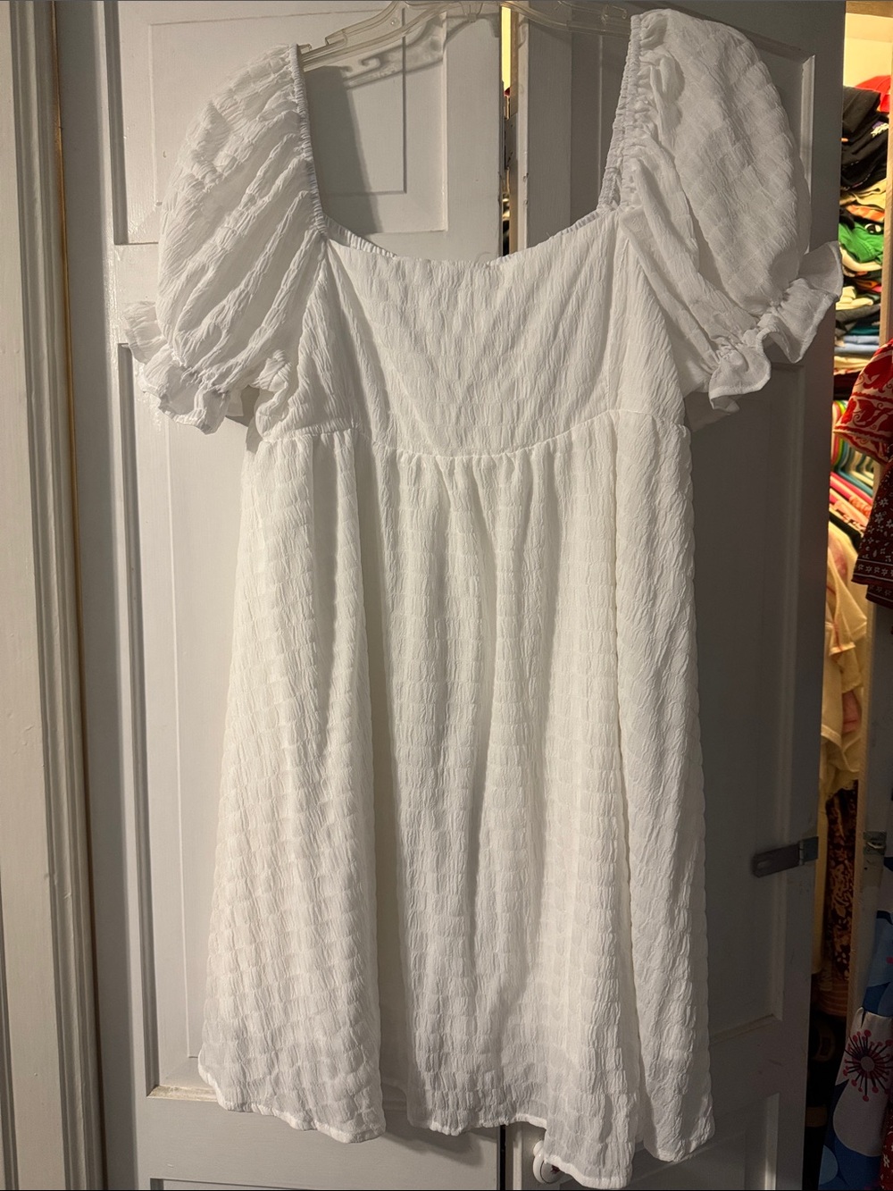 White Puff-Sleeve Dress